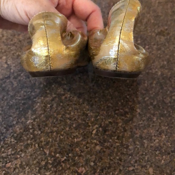 LANVIN PARIS GOLD SILVER BALLET FLATS-8M-VINTAGE! - Picture 4 of 7